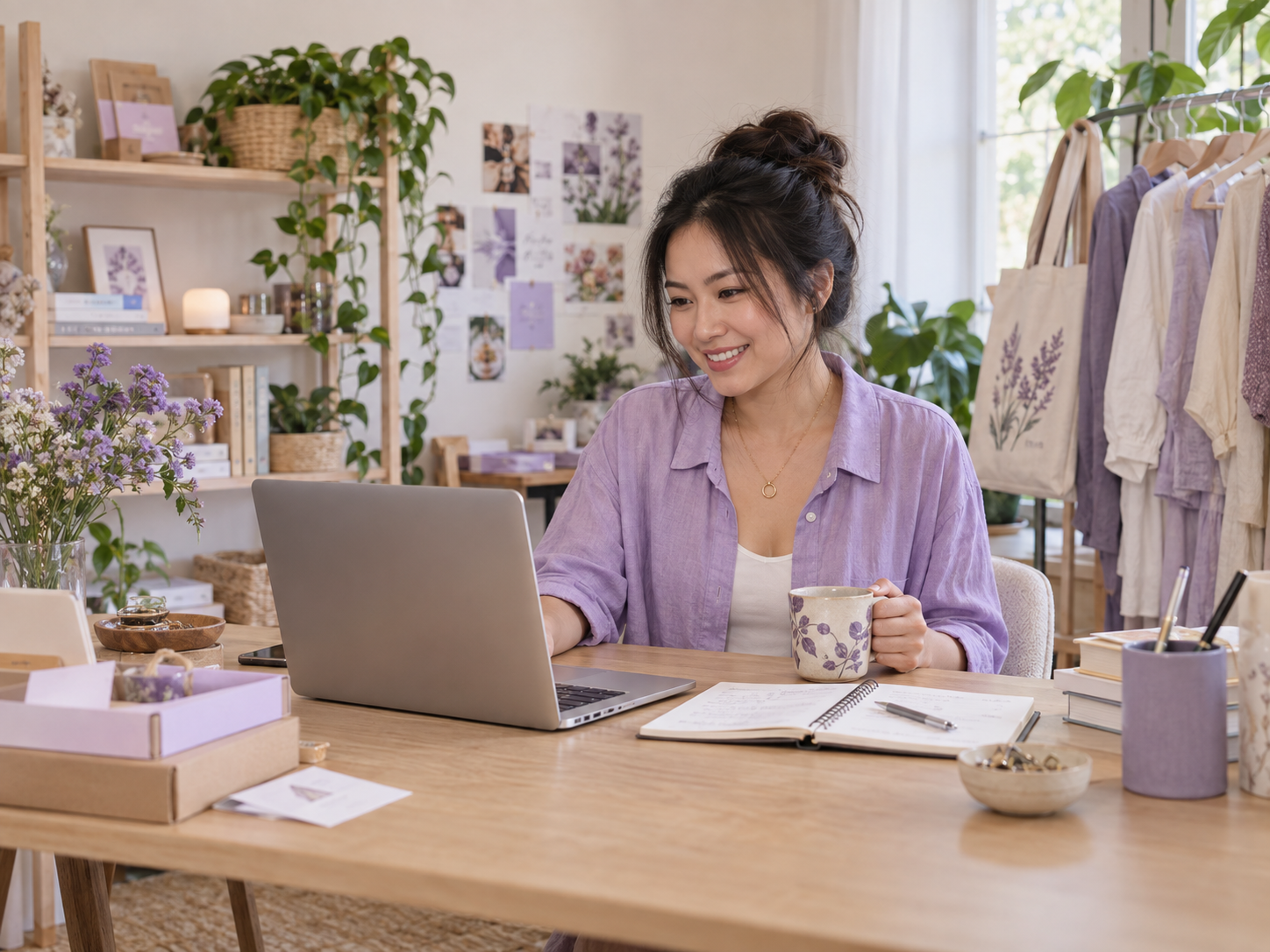 Cá nhân làm việc trong không gian sáng và gần gũi